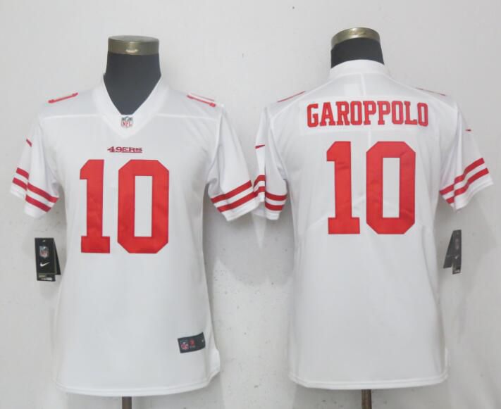 Women San Francisco 49ers #10 Garoppolo White Vapor Untouchable Player Nike NFL Jerseys->women nfl jersey->Women Jersey